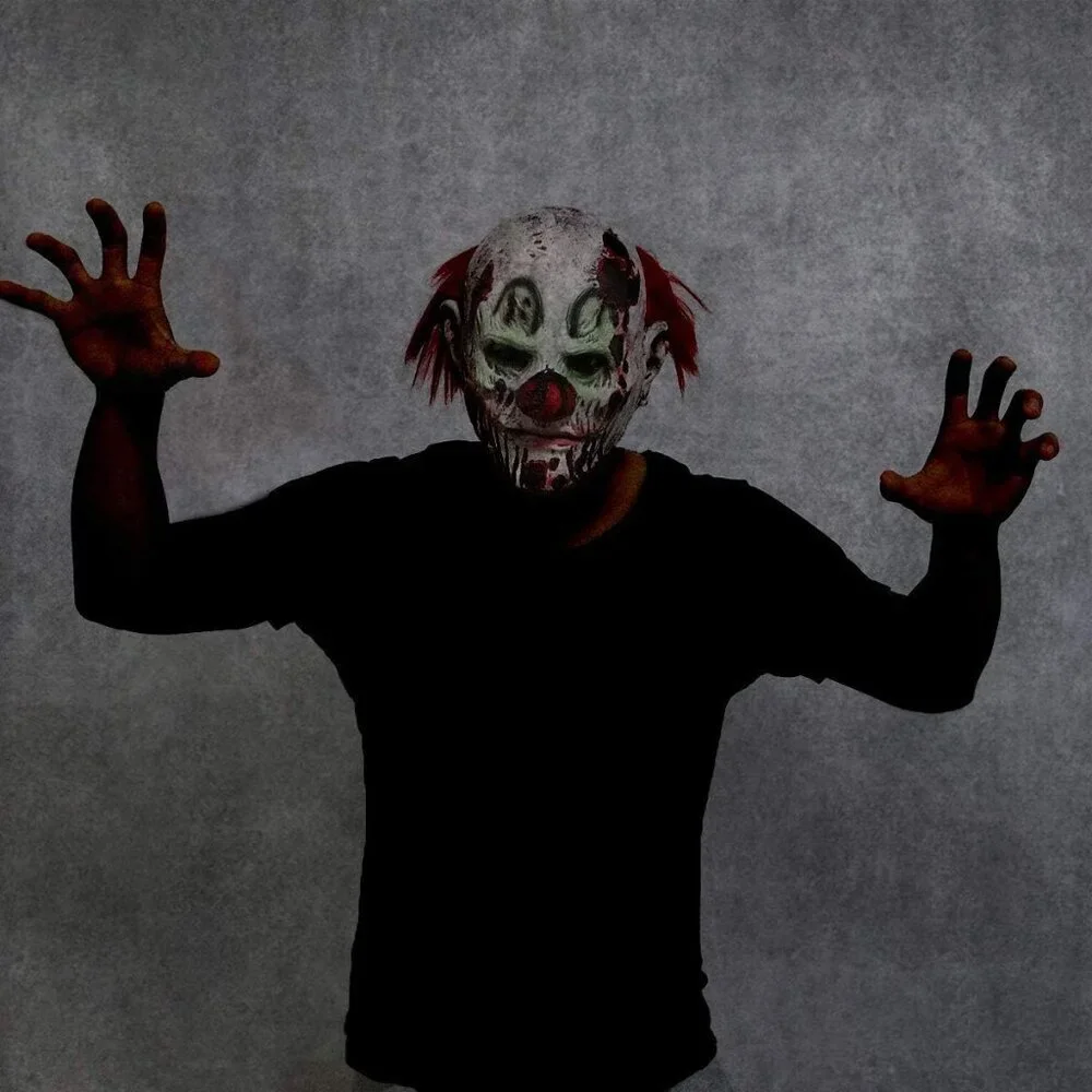 🆕White Scary Evil Clown Mask Horror Face Zombie Costume
